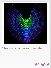 Ailes d'isis de danse orientale lumineuses vert bleu violet